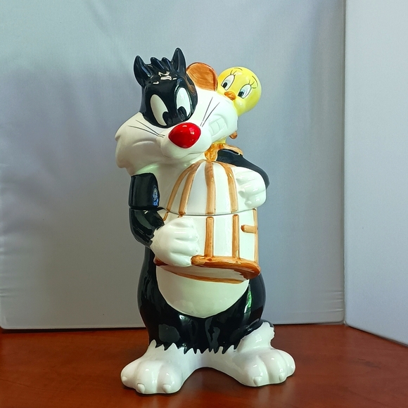 Sylvester and Tweety Bird Cookie Jar Looney Tunes Warner Brothers Vintage 1993 - Picture 1 of 7